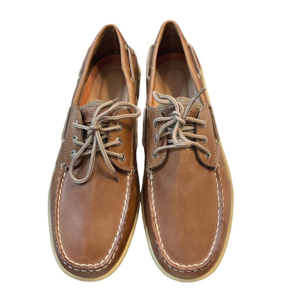 Men's Sperry Billfish 3-Eye Boat Shoe, Dark Tan, Size 12W, New in Box - Picture 3 of 11